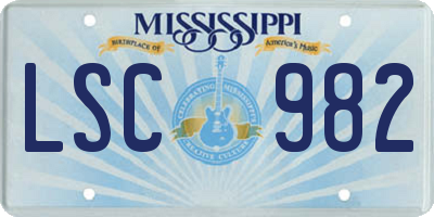 MS license plate LSC982