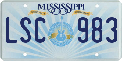 MS license plate LSC983