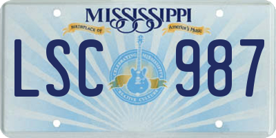 MS license plate LSC987