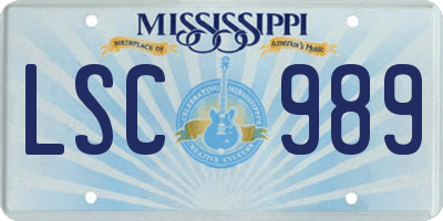 MS license plate LSC989