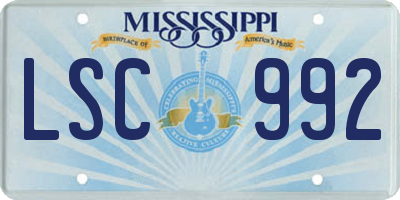 MS license plate LSC992