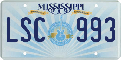 MS license plate LSC993