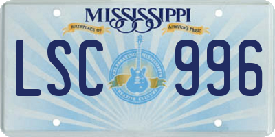 MS license plate LSC996