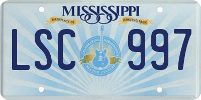 MS license plate LSC997