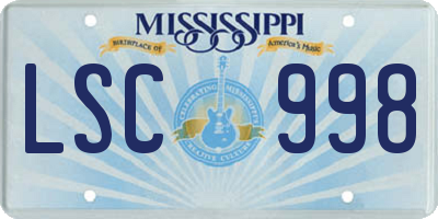 MS license plate LSC998