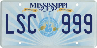 MS license plate LSC999
