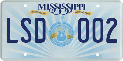 MS license plate LSD002