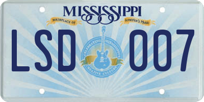 MS license plate LSD007