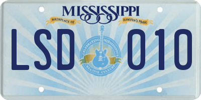 MS license plate LSD010