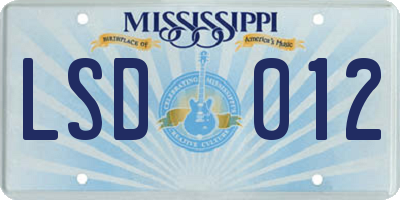 MS license plate LSD012