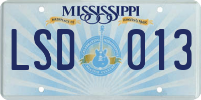 MS license plate LSD013