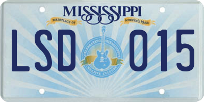 MS license plate LSD015