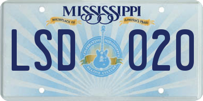 MS license plate LSD020