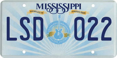 MS license plate LSD022