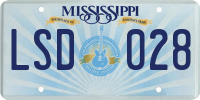 MS license plate LSD028