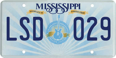 MS license plate LSD029