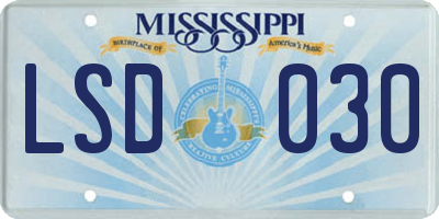 MS license plate LSD030