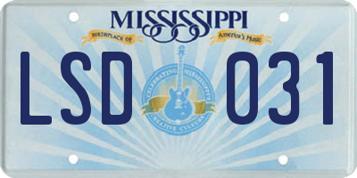 MS license plate LSD031