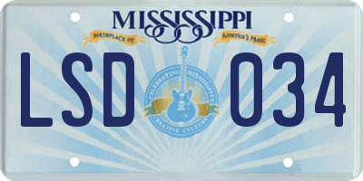 MS license plate LSD034