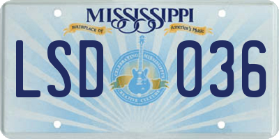 MS license plate LSD036