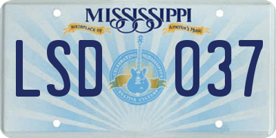 MS license plate LSD037