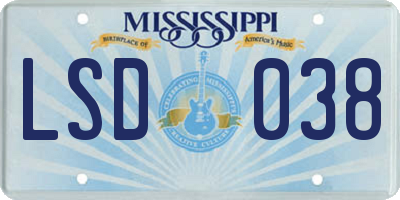 MS license plate LSD038