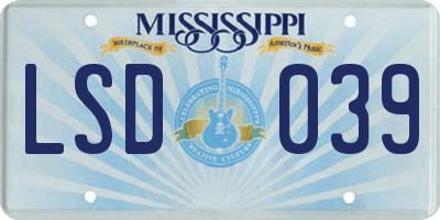 MS license plate LSD039