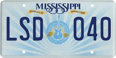 MS license plate LSD040