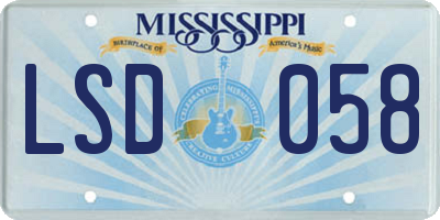 MS license plate LSD058