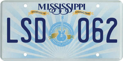 MS license plate LSD062