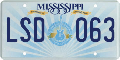 MS license plate LSD063