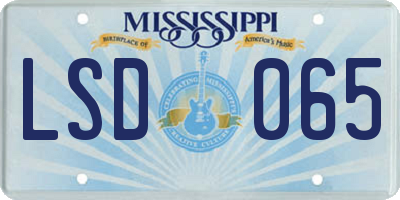MS license plate LSD065