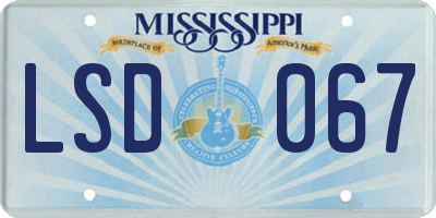 MS license plate LSD067