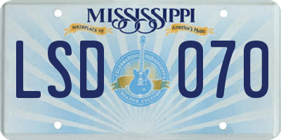 MS license plate LSD070