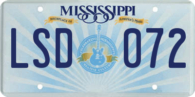 MS license plate LSD072
