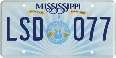 MS license plate LSD077