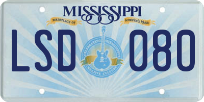 MS license plate LSD080