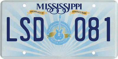MS license plate LSD081