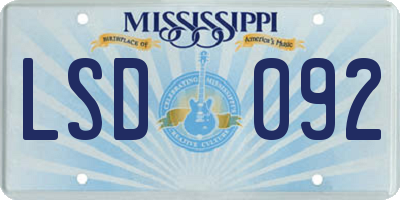 MS license plate LSD092