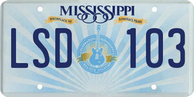 MS license plate LSD103