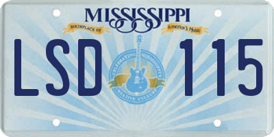 MS license plate LSD115