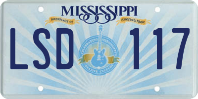MS license plate LSD117