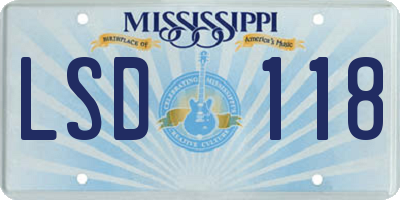 MS license plate LSD118
