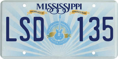 MS license plate LSD135