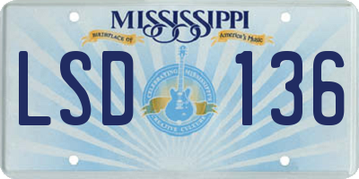 MS license plate LSD136