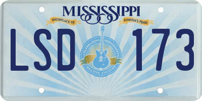 MS license plate LSD173