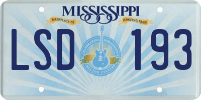 MS license plate LSD193