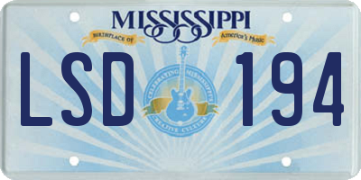 MS license plate LSD194