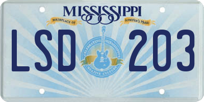 MS license plate LSD203