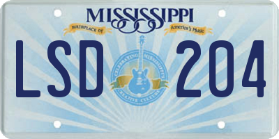 MS license plate LSD204
